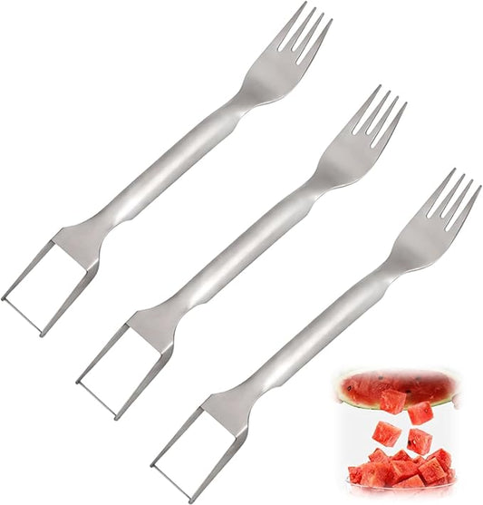3PCS 2-in-1 Watermelon Cutter, Stainless Steel Watermelon Cutter Slicer Tool, Efficient Fruit Preparation for Family Gatherings and Outdoor Picnics