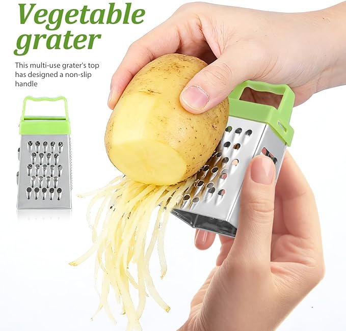 Kichvoe 6-Pack Mini Cheese Grater Set Stainless Steel Box Graters for Garlic Ginger Vegetable Slicing Shredding with Non-Slip Handle Compact Kitchen Tool