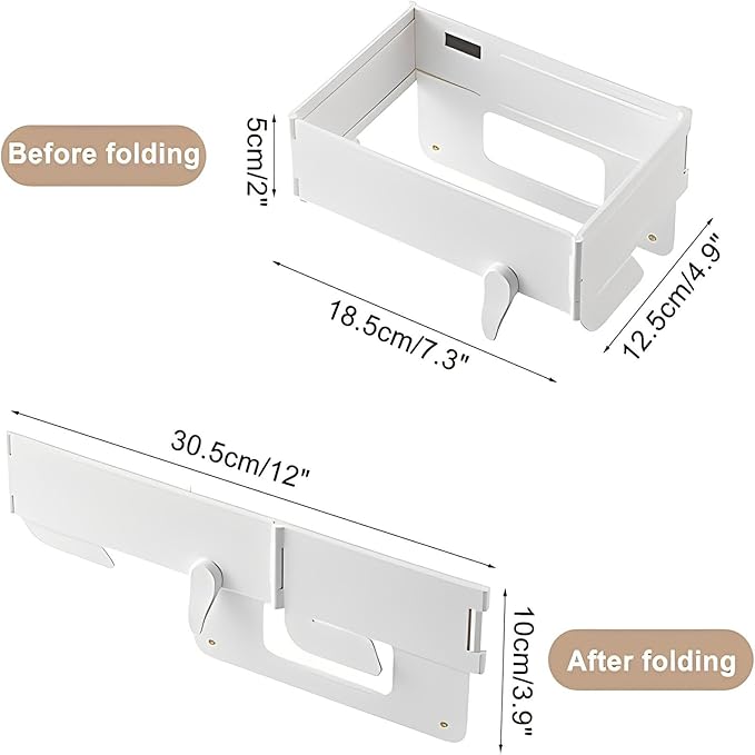 2Pcs Plastic Trash Bag Holder Rack, Folding Hanging Kitchen Trash Can, No Drill Adhesive Mounted Plastic Bag Holder, Space Saving Towel Hanger, Collapsible Garbage Can for Cabinets/Doors/Cupboards