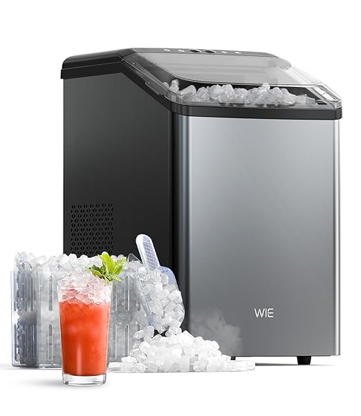 Ice Maker Nugget Countertop 40LBS Pebble Ice Machine,Quick Ice Making,Soft Crunchy Sonic Portable Small Frozen Ice Makers, Quiet Anti-Scale Self Cleaning Tabletop/Office/Home/Party/Camping,Metal Black