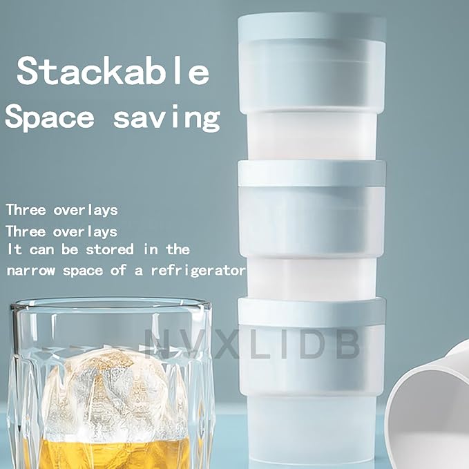 Ice Ball Making Mould - Set of 3 Round Ice Cube Mould 2.4" Spherical Ice Cube for Whiskey, Cocktail, Bourbon (3 blues) (blue)