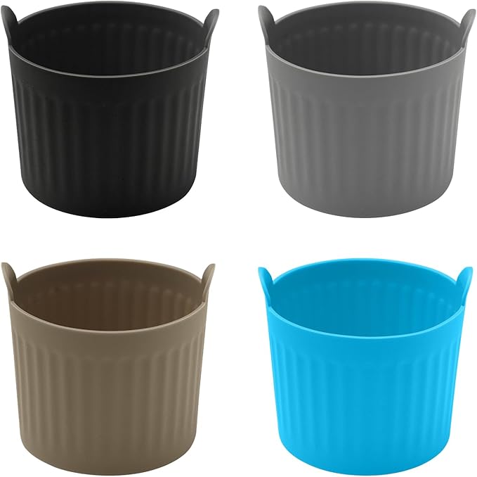 4Pack Air Fryer Baking Ramekins, Silicone Mould Cups, Easy Release Nonstick Bakeware, Ramekins for Air Fryer, Air Fryer Egg Mould, Large Muffin Cases for Air Fryer(4Color,Size:2.6inch)
