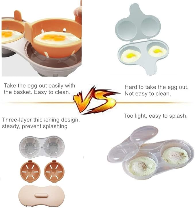 Microwave Egg Poacher, Poached Egg Cooker with Measure Cup, Dishwasher Safe BPA Free, Egg Maker Poached Egg Steamer Kitchen Gadget Mother Day Gift