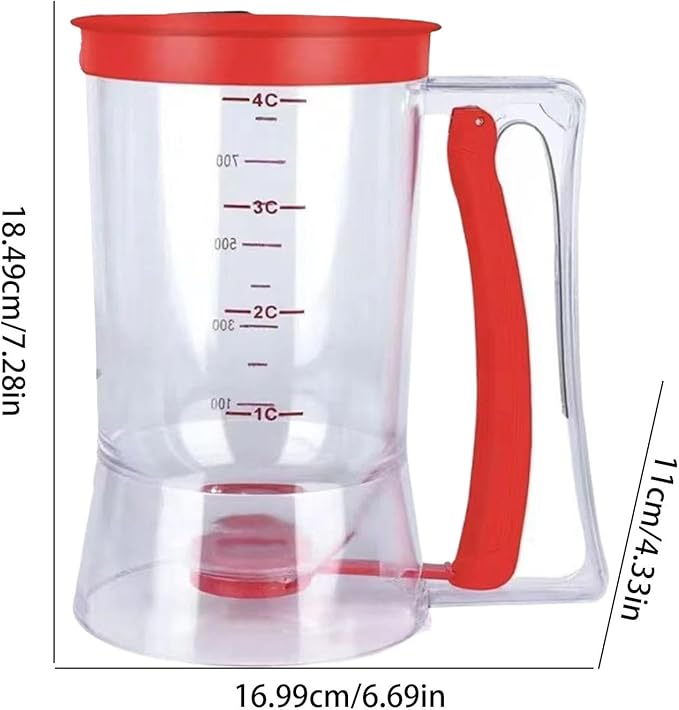 Pancake Batter Dispenser - Batter Separator Maker With Measuring Label - Handheld Batter Funnel Separator - 900ml Batter Pourer Dispenser - Pancake Maker Separator For Pancakes, Cupcakes
