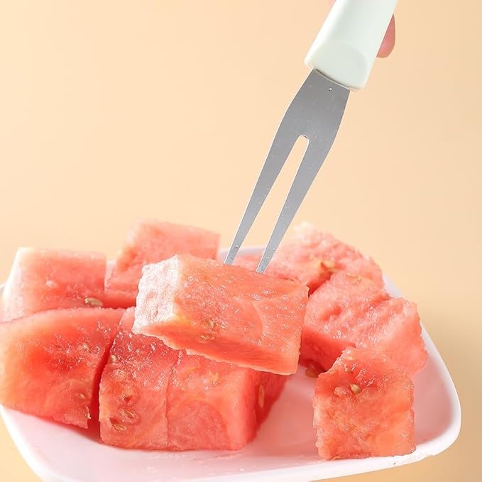 3-in-1 Watermelon Cutter, Slicer and Fork Tool Set, Papaya Dragonfruit Cantaloupe Melon Mango, Popsicle Mold, Green