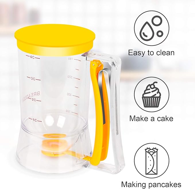 BBSTARZ Batter separator Cupcakes Pancakes Cookie Cake Waffles Batter Dispenser cookie separator batter Cream Speratator Cup Measuring Baking Tools(Orange)