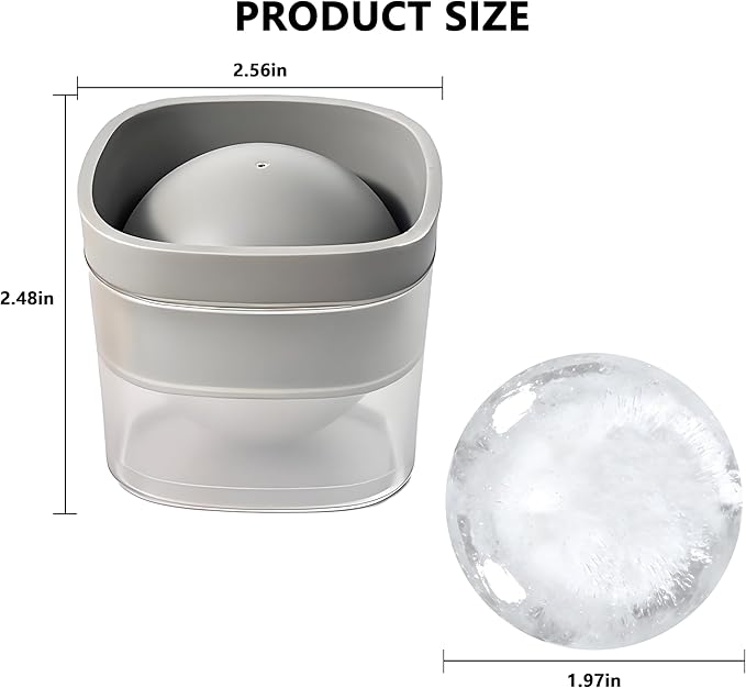 4 Pack Silicone Ice Ball Maker Mold with Lid - 2.4 Inch Large Round Ice Cube Trays, Stackable Easy Release Whiskey Ice Spheres for Freezer, Cocktails, Bourbon
