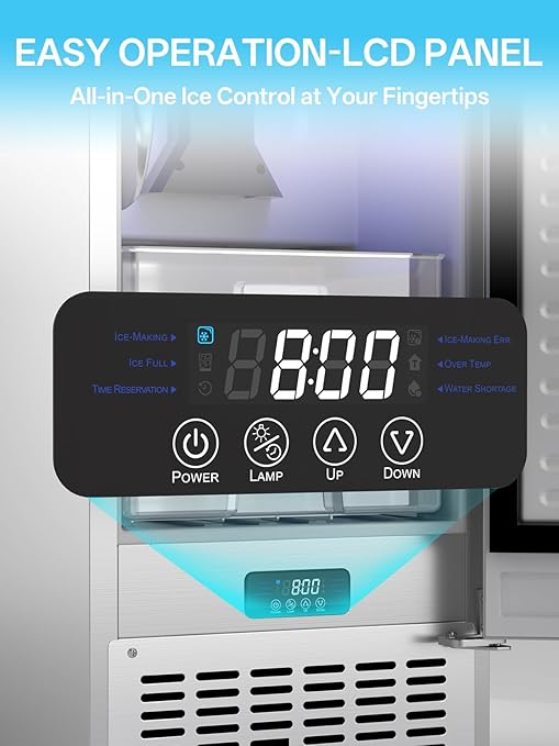 Coolski Nugget Ice Maker Machine Commercial, Ready in 6 Minutes, Under Counter Outdoor Ice Machine for Home Party RV, Self-Cleaning & Timer, 130Lbs/Day