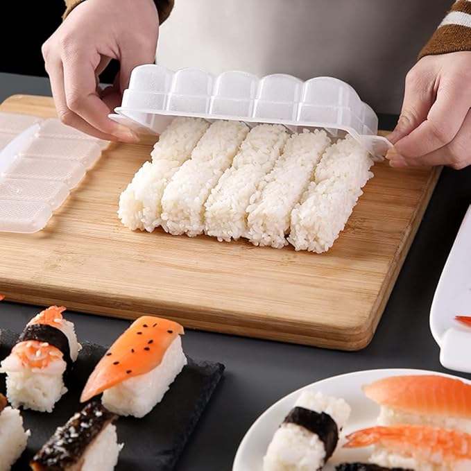 AYCCNH 10 in 1 Mini Japanese Onigiri Sushi Mold, Nigiri Bento Rice Ball Mold Rectangular Sushi Maker…