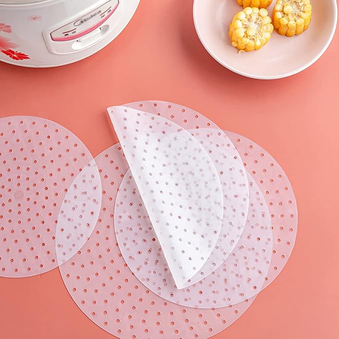 Multipurpose Silicone Liner for Steamer, Air Fryer, Pressure Cooker: Upgraded Reusable Air Fryer Liners, Silicone Baking Mat Steamer Liner, AirFryer Accessory Parchment Paper Replacement 9"