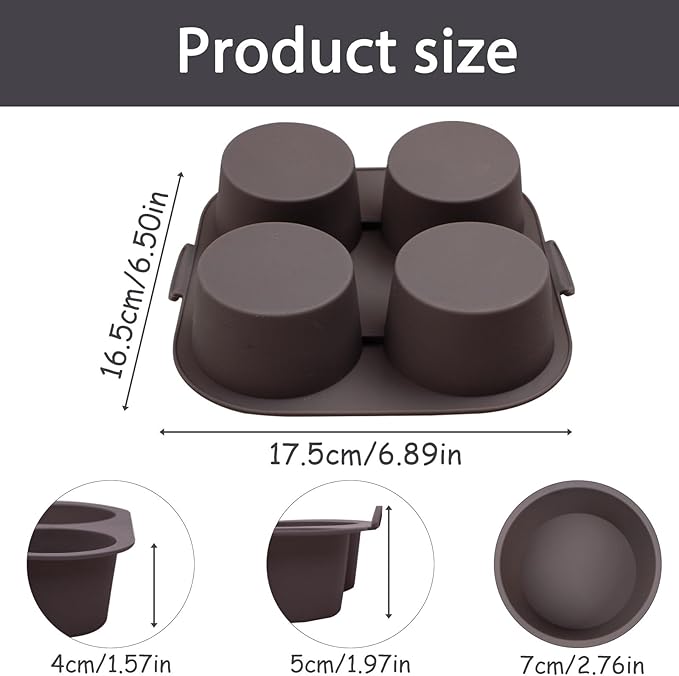 2 Pcs Silicone Muffin Tray for Air Fryer, 8-Cups Nonstick Muffin Pans with Carrying Handle, Silicone Cake Pans for Baking Cupcakes Pudding Dessert Quiches Tart, Grey