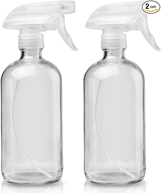 Cosywell Glass Spray Bottles Empty 16oz Boston Round Bottle Refillable Container for Essential Oils with Funnel Lables Cleaning Products Aromatherapy Lotions Liquid Soaps (WhiteWhite)