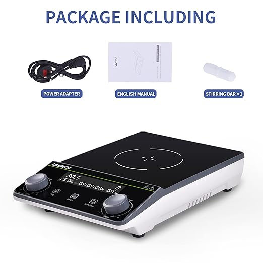 Magnetic Stirrer 5.9 inch Magnetic Stir Plate with stir bar LCD Display 100-1600RPM Max Stirring Capacity 5000ml Digital Magnetic Stir Plate Magnetic Mixer Lab Stirrers(No Heating)