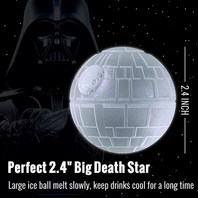 Star Wars Death Star Ice Cube Mold, Round Ice Cube Mold for Whiskey, Bourbon,Cocktails (2Packs+Millennium Falcon Bottle Opener+Coaster+Starry Bag)