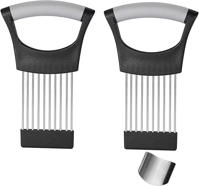 2Pcs Onion Holder, Onion Slicer, Onion Cutter for Slicing of Fruits and Other Vegetables,Multi-Purpose Kitchen Accessory,With protective cover,Finger Guards for Cutting Food