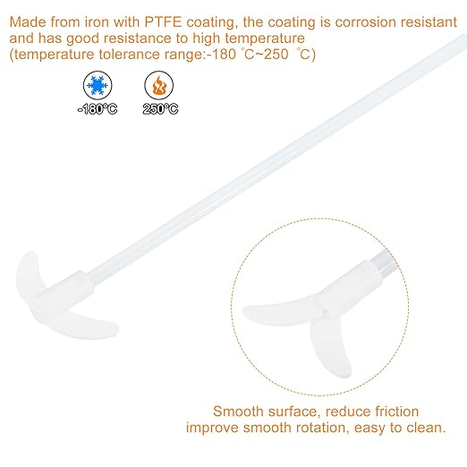 MECCANIXITY PTFE Electric Stirring Rod 250x80mm Length Overhead Stirrer Mixer Shaft with Foldable Paddle for Lab