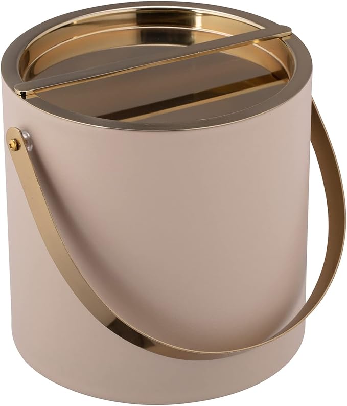 Kraftware Polished Gold Arch Handle & Bridge Cover: Taupe Milan 3qt Ice Bucket