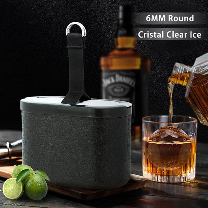 Higt-quality Sphere Crystal Ice Cube Tray for Whiskey Ice Cubes Mold, 2" Large Clear Ice Cuble Maker Durable & Reuable (2 Round)