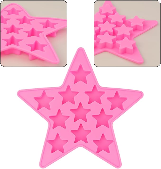 2PCS Star Shaped Silicone Ice Cube Tray, Reusable Silicone Ice Maker for Whiskey Drinks, Freeze Star Ice Mold Pentagram Ice Trays Club Bar Party Use Making Homemade Ice, Chocolate, Gummy, Jelly More