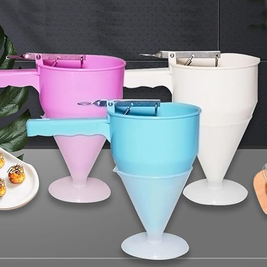 FABULETTA Pancake Batter Dispenser with Plunger for Small Octopus Balls, ABS Cake Dispenser Funnel for Takoyaki, Cupcakes, Muffins, Dishwasher Safe Kitchen Tool(C)