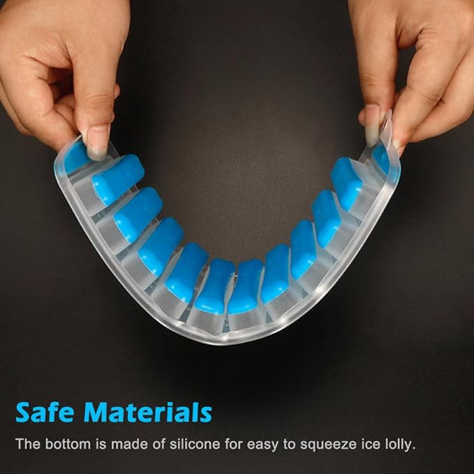 Resusable Silicone and Plastic Water Bottle Ice Mold, Easy-Release Long Ice block Maker for Chilling Whiskey, Cocktails, Coffee, Makes 10 Sticks at Once(Blue)