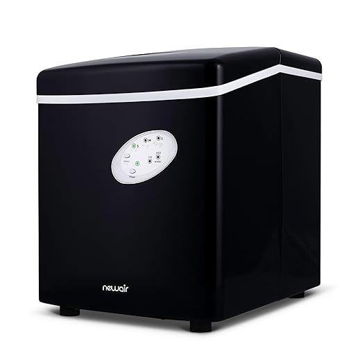 NewAir Counter Top Ice Maker Machine (Black), Compact Automatic Ice Maker, Cubes Ready in 6 Minutes, 28 Pounds in 24 Hours - Perfect for Home/Kitchen/Office/Bar