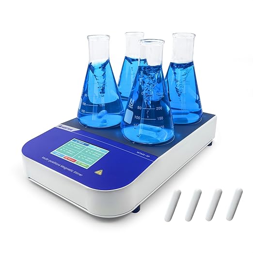 Laboratory Digital Multi Place Magnetic Stirrer Speed 50-1500RPM 4x500ML Multi Position Stir Plate（No Heating)