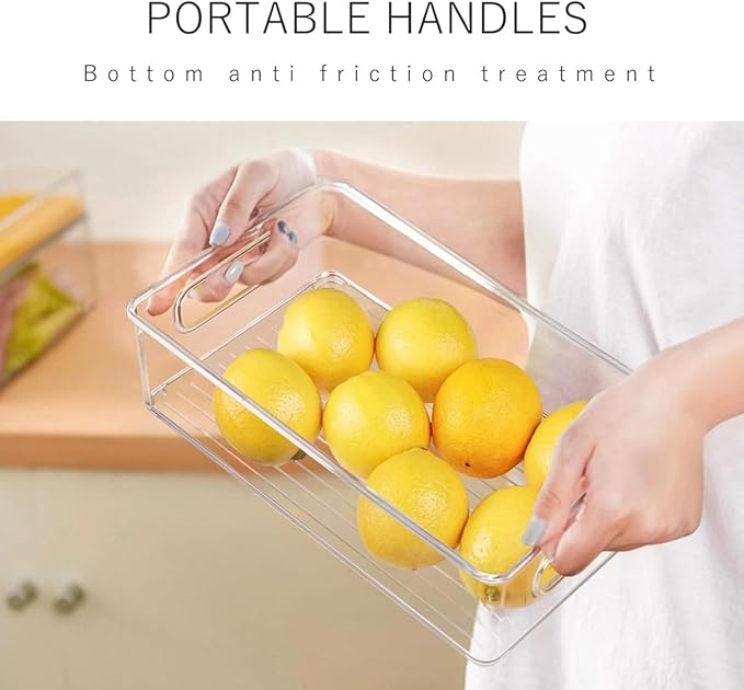 3 Pack Refrigerator Organizer Bins, 3 Sizes Stackable Clear Pantry Storage with Handles for Fridge, Freezer, Shelves, Drawer, Snack Organizer for Home & Kitchen