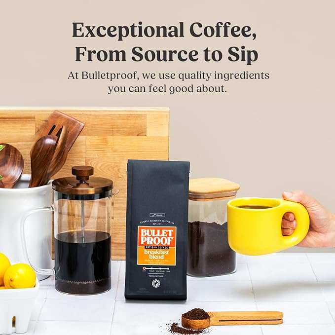 Bulletproof Breakfast Blend Light Roast Ground Coffee, 12 Ounces, Clean Coffee Tested for Toxins