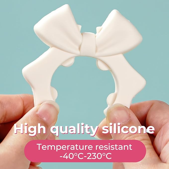 Bow Spoon Holder Cute Spoon Rest for Stove Top, Steam Releaser & Lid Lifter – Heat Resistant Silicone Cooking Gadget, Cute Kitchen Accessories, Gift for Home Cooks