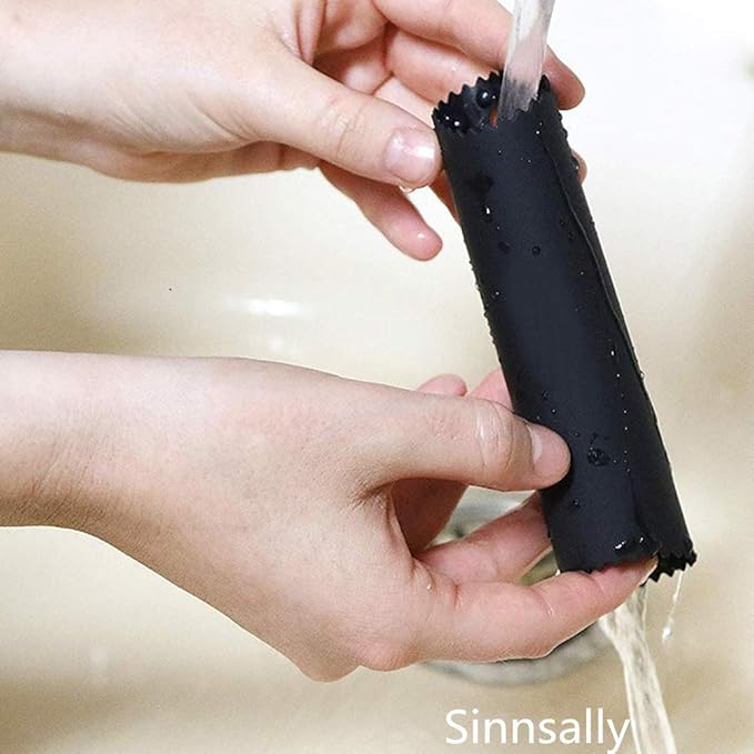 Sinnsally Garlic Peeler Skin Remover Roller,Easy Quick to Peeled Garlic Cloves with Silicone Tube Roller Garlic Peeling Kitchen Tool (Black,Clear)