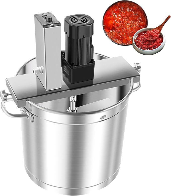 Automatic Food Mixer,Commercial Electric Stirrer,Stainless Steel Pot Stirrer For Cooking Agitator Chocolate Paste Heat Mixing Machine Food Mixer Pot Seasoning Bottom Soup Sauce Stirrer(40L)