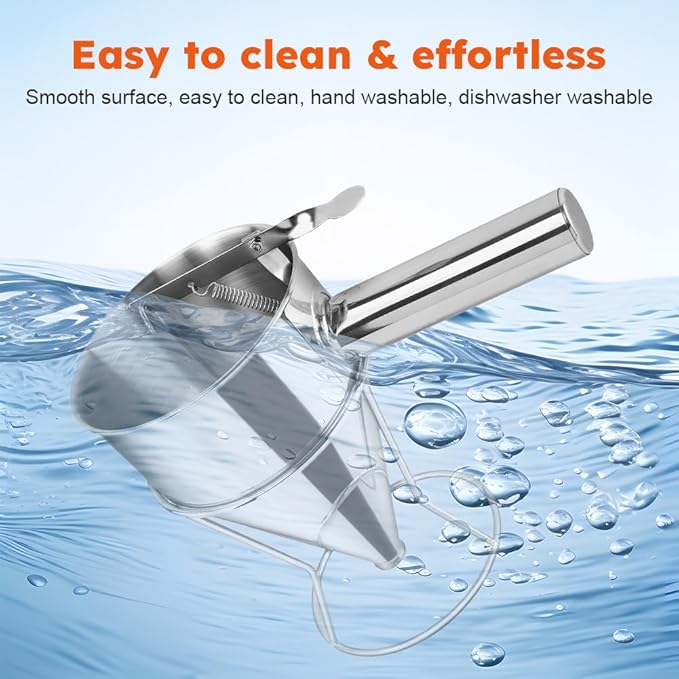 Cake Batter Dispenser, Stainless Steel Funnel Cake Dispenser with 4 Silicone Nozzles with Stand Baking Tool for Pancakes Cupcakes Muffins Crepes Waffles(20oz,600ml)