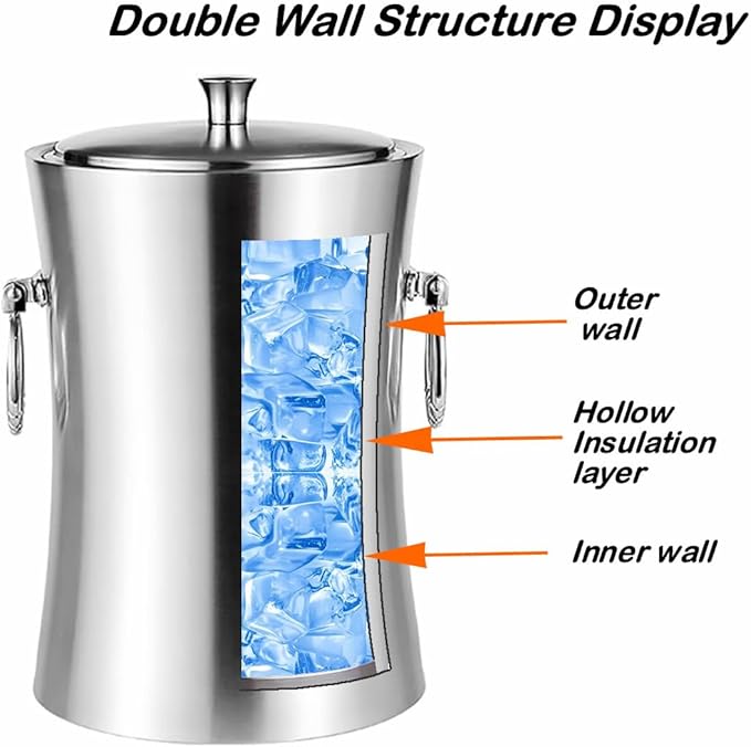 Ice Bucket Kits,3l,Double Wall Stainless Steel