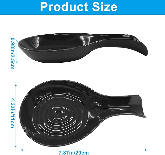 Black Plastic Spoon Rest Set, Serving Spoon holder for Stove Top, Kitchen Utensil Rack for Tongs, Spatulas(4Pcs)