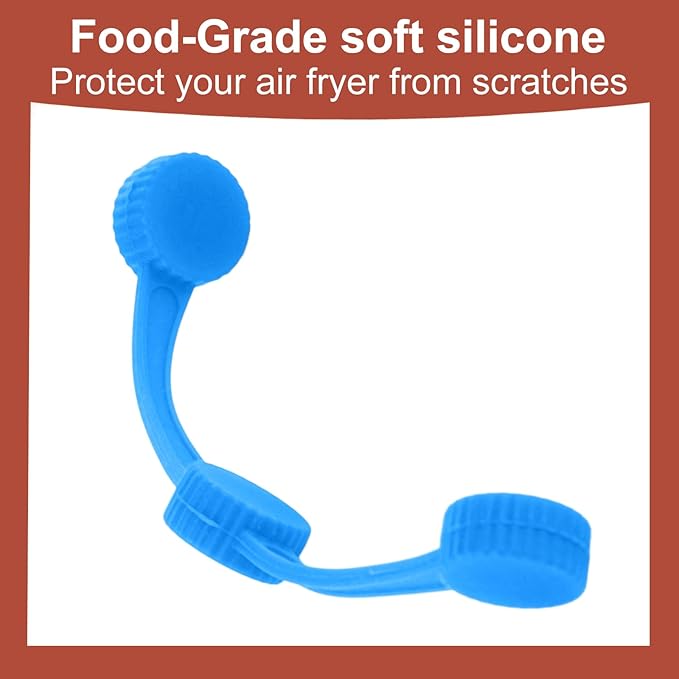 3 Sets Air Fryer Magnet Silicone Buckle, Secure Locking Disposable Liners Heat-Resistant & Avoid Parchment Paper Burns Magnetic Clips Holder for All Iron Air Fryer Accessories (Blue)