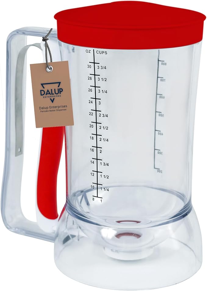 Mess-Free Pancakes Pourer & Cupcake Batter Dispenser | 4 Cup Capacity | Precision Pour Control & Easy-Squeeze Handle | BPA-Free Kitchen Tool for Waffles, Crepes & Muffins