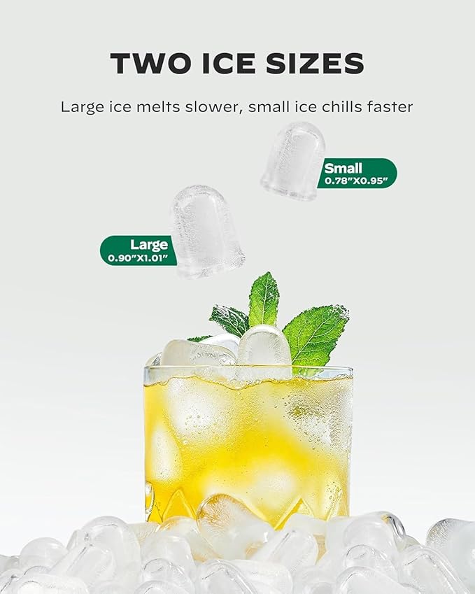 Silonn Stainless Steel Countertop Ice Maker, 26 lbs/Day Fast Ice Production in 6 Mins, Self-Cleaning Compact Ice Machine for Home, Kitchen, Office & Parties