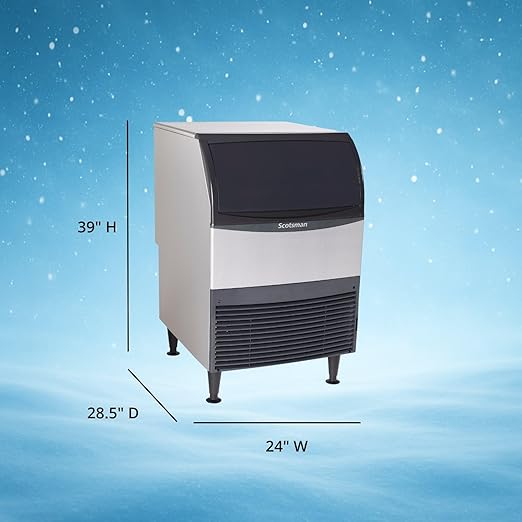 Scotsman UN324A-1 Undercounter Nugget-Style Ice Maker Machine with Bin, 340 lb Daily Production, 80 lb Storage, Stainless Steel, 115V, Air-Cooled Commercial Ice Producer