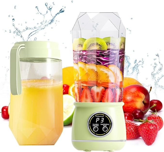 Portable Blender, 20oz Small Blender for Smoothies, Personal Juice Mixer with 10 Sharp Blade, Mini Shaker for Shakes and Smoothies, Smoothie Maker with Extra Lid for Travel, Office, Gym, Home
