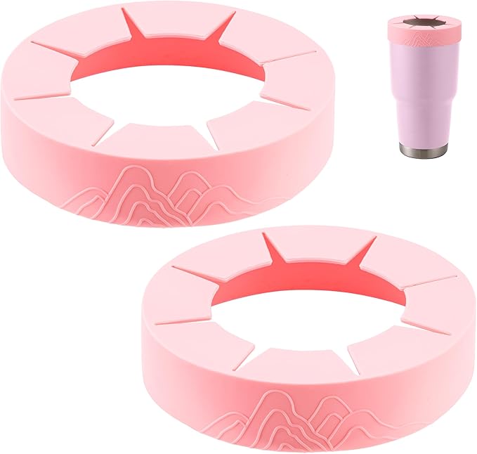 2Pack Silicone Ring for YETI 30 oz stainless Steel Tumbler, Reusable Ice Coffee Silicone Sleeve for 30oz YETI, RTIC, BJPKPK Tumblers with a Mouth Diameter of 3.9-4 inches(Pink)