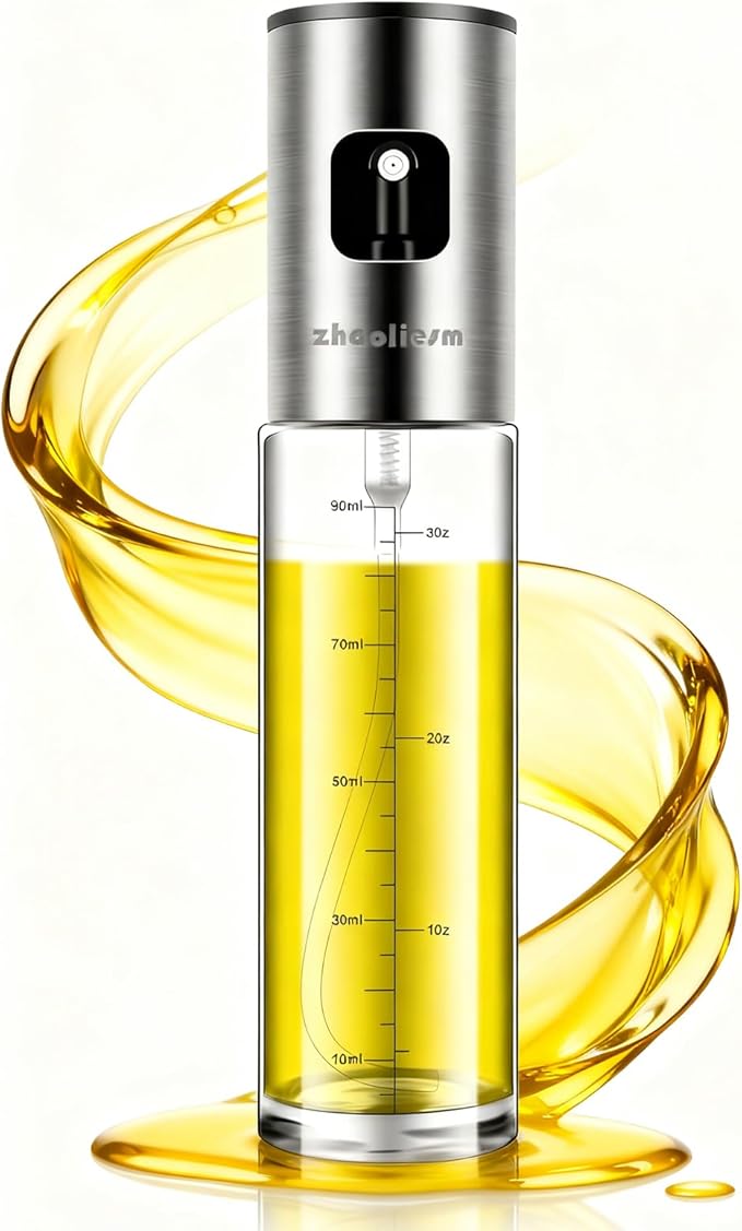 Oil Sprayer for Cooking, Olive Oil Sprayer Mister with Scale, 100ml Olive Oil Spray Bottle, Air Fryer Vegetable Vinegar Oil Portable Mini Kitchen Gadgets for Baking, Salad, Grilling, BBQ, Roasting