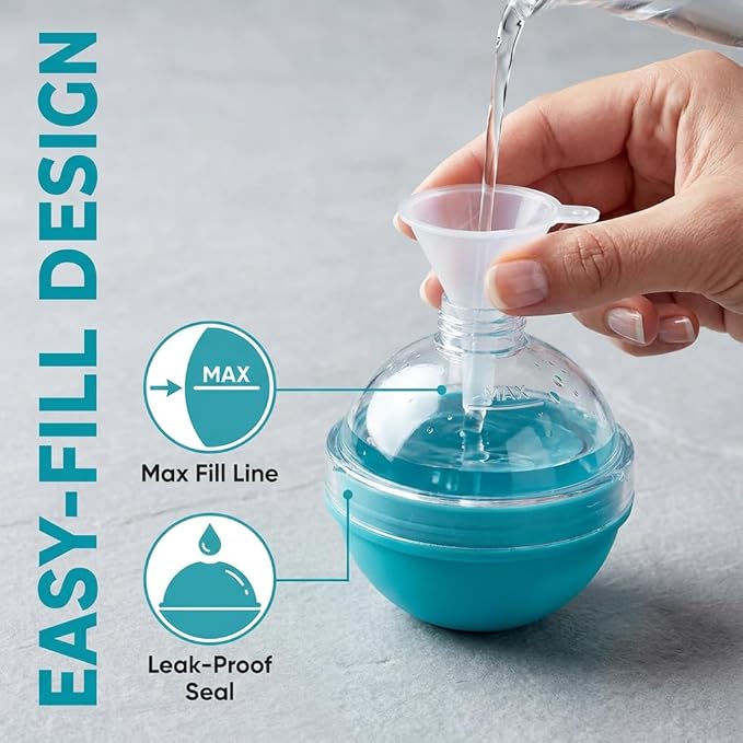 Whiskey Ice Ball Mold 5 Pack, 2.6 Inch Large Sphere Ice Maker Set, Assorted Colors with Lids, Food Grade Silicone Easy Release Ice Cube Molds for Home Bar, Cocktail, Bourbon, Scotch, Gift for Parties