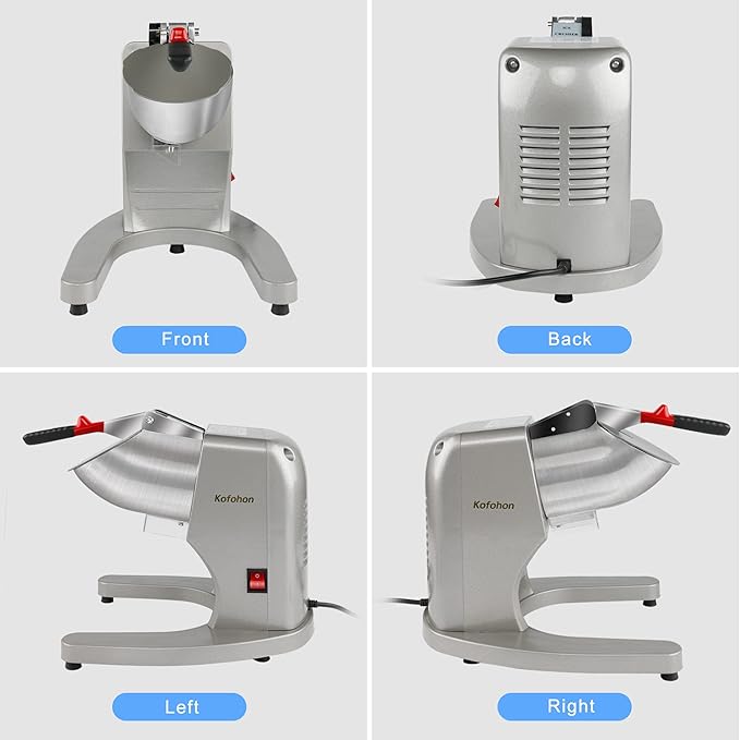 Electric Ice Shaver,Shaved Ice Machine Strong Powerful For Home&Commercial Use,Steel Ice Crusher With Dual Blades&Lips,Higher Ice Outlet for Plate,Bowl&Cup,300W/2200rpm/220lbs/hrs.