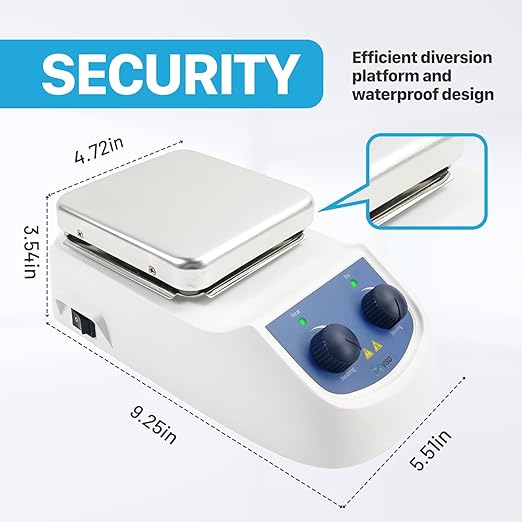 Magnetic Stirrer Hot Plate Max 380℃ (716℉0, Magnetic Hotplate Stirrer with Max Speed 2000RPM, 5L Stirring Capacity, Stirring Bar Included,Not Suitable for Accuracy and Low Temp Control