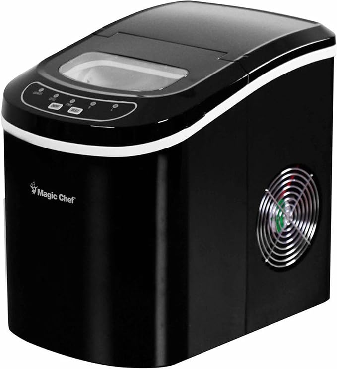 Magic Chef Portable Countertop Small Ice Maker for Kitchen or Home Bar, Tabletop, Parties, 27-Pound Capacity, Black