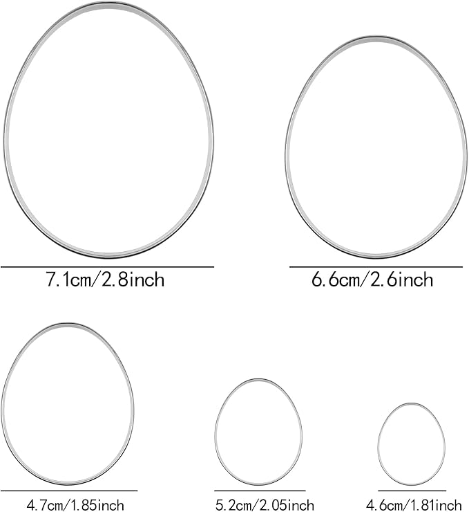 Easter Cookie Cutters Egg Biscuit for Kids DIY Lunchbox Bento Box Fruit Vegetable Sandwich Cutters for Children Boys Girls, Pack of 5