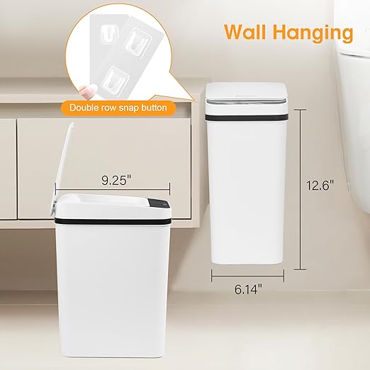 Bathroom Trash Can with Lid 2.6 Gallon Automatic Touchless Trash Cans Small Garbage Can for Kitchen, Toilet, Bedroom, RV, Living Room (2 Pack)