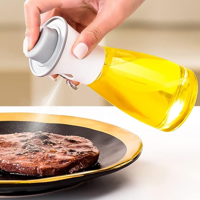 Oil Sprayer for Cooking, 180ml Glass Oil Dispenser Bottle Spray Lemon Juice Sprayer forSalad, Baking, Cleaning, Plants(white)