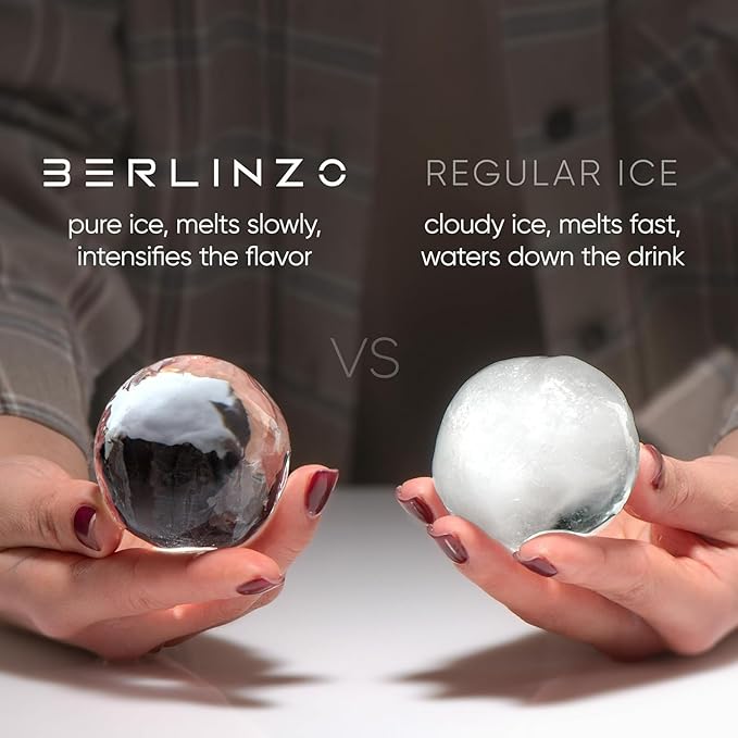 Berlinzo Premium Clear Ice Ball Maker Mold - Large 2.4-Inch Crystal Clear Ice Balls for Whiskey, Cocktails, and Bourbon - Easy-to-Remove Ice Sphere Mold - (Ice Storage Bag Not Included)